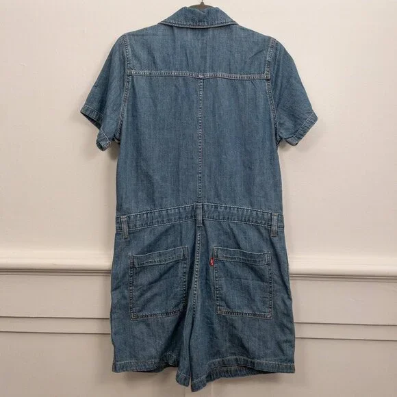 Levi’s Denim Short Sleeve Utility Romper – Size S, Vintage Workwear-Inspired - Picture 2 of 3